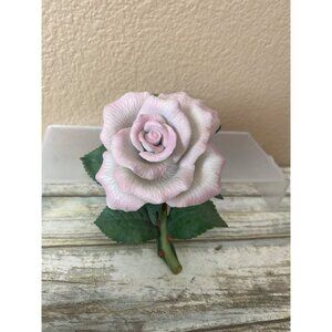 1989 Lenox Tea Rose Fine Porcelain Pink Rose Figurine Capodimonte Style